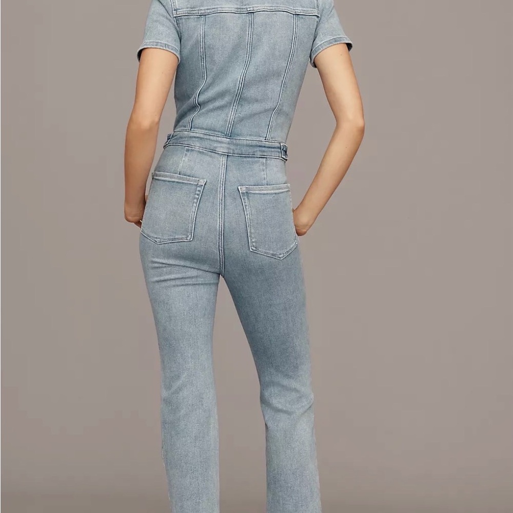 Anthro Good American Fit For Success Jumpsuit Blue Denim 274 - Picture 2 of 8